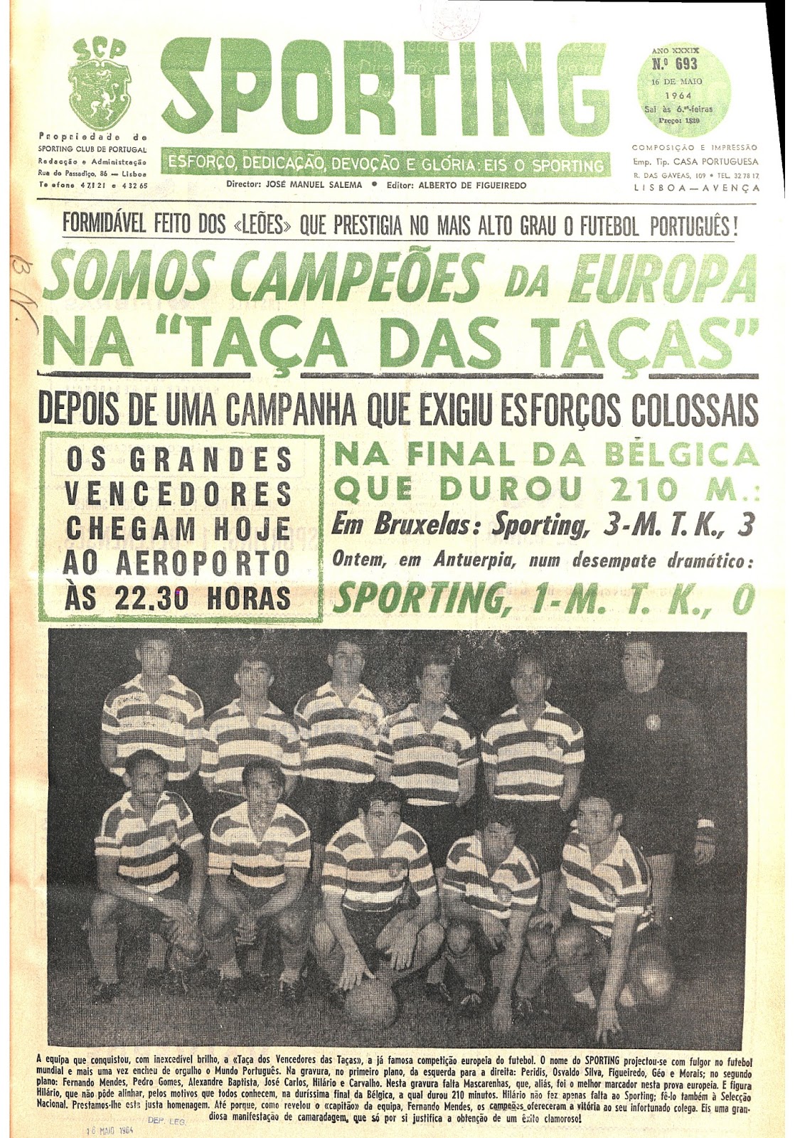 Jornal Sporting Taça das Taças 1963-64