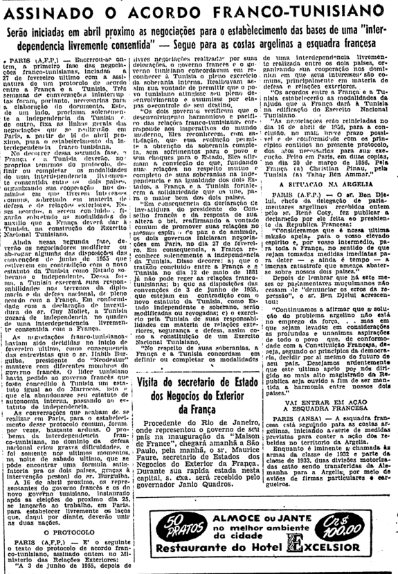 Acordo Franco-Tunisiano Folha de São Paulo