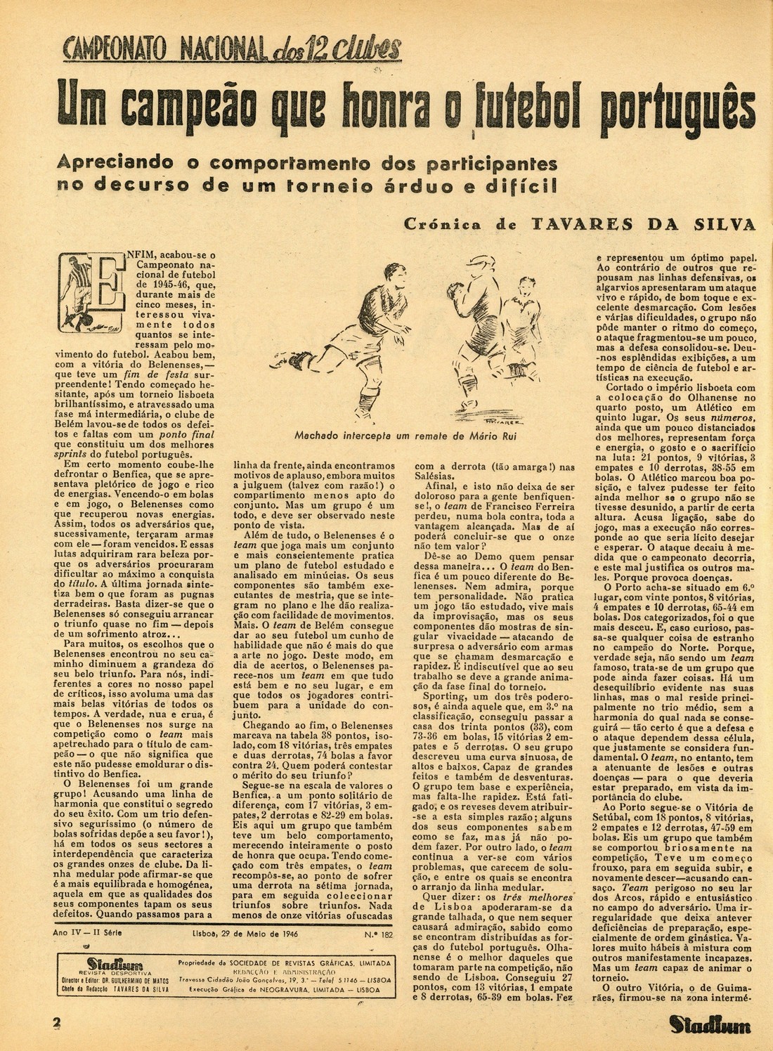 Revista Stadium Belenenses Campeão Português 1945-46