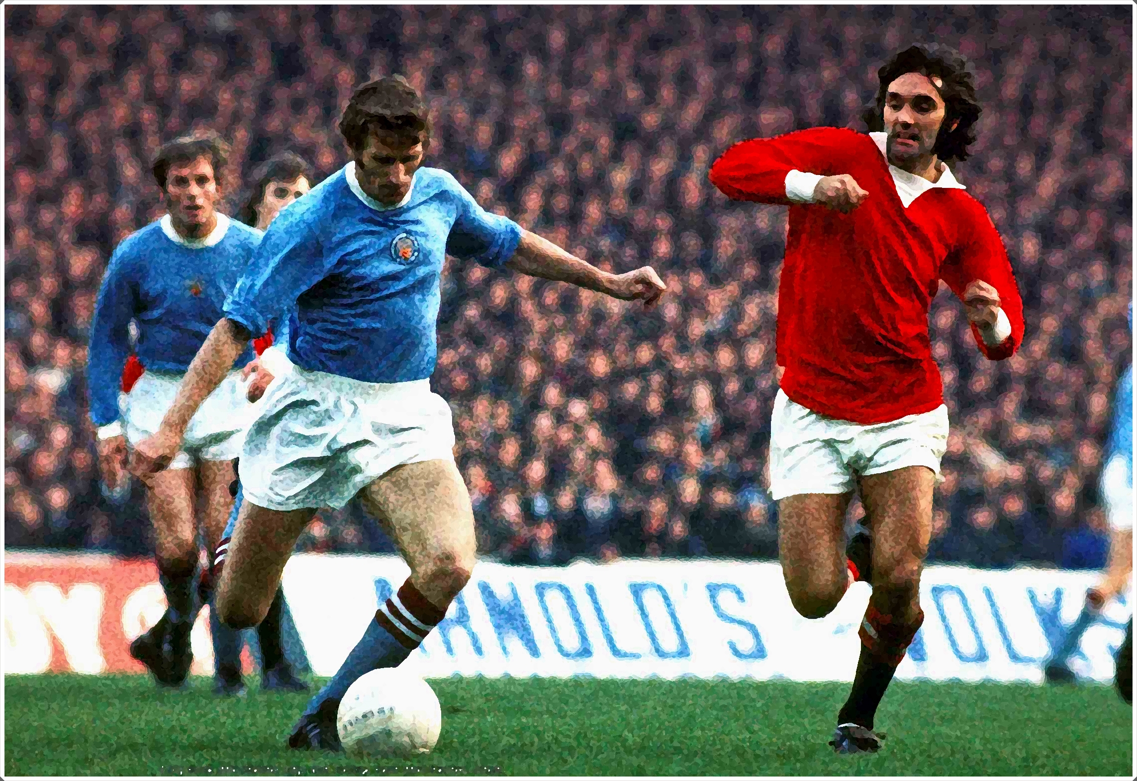 George Best from Manchester United faces Man City