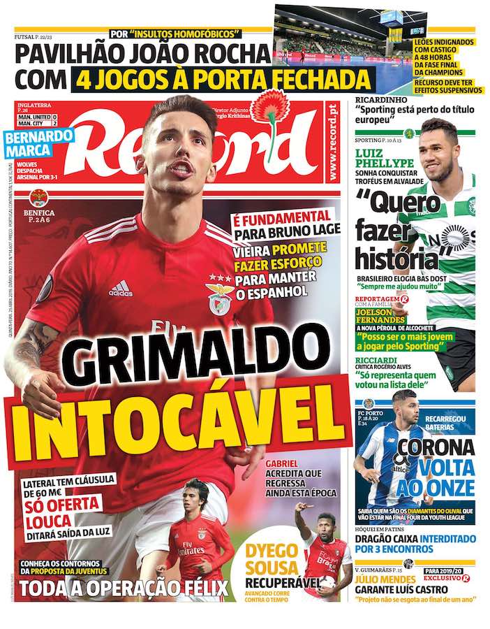 Imprensa portuguesa repercute momento de Grimaldo