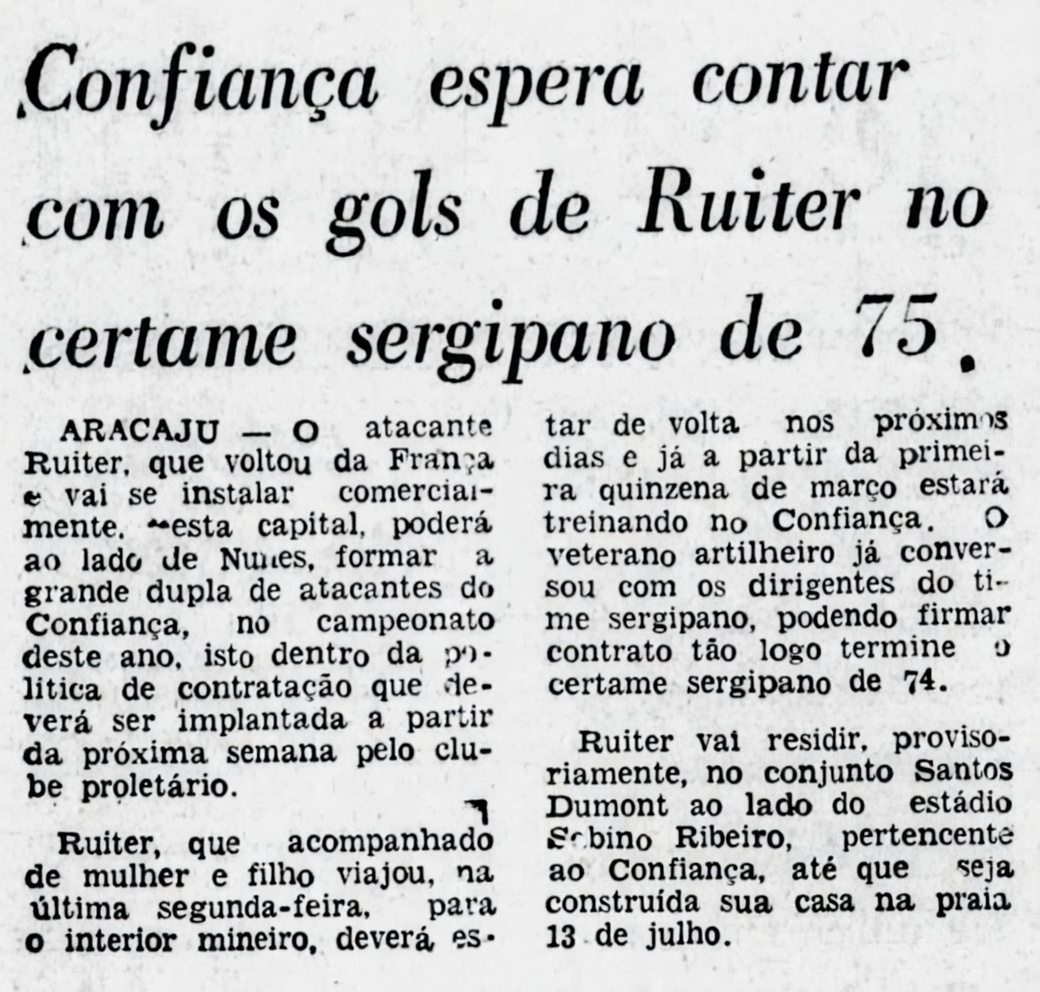 Ruiter de volta ao Confiança em 1975